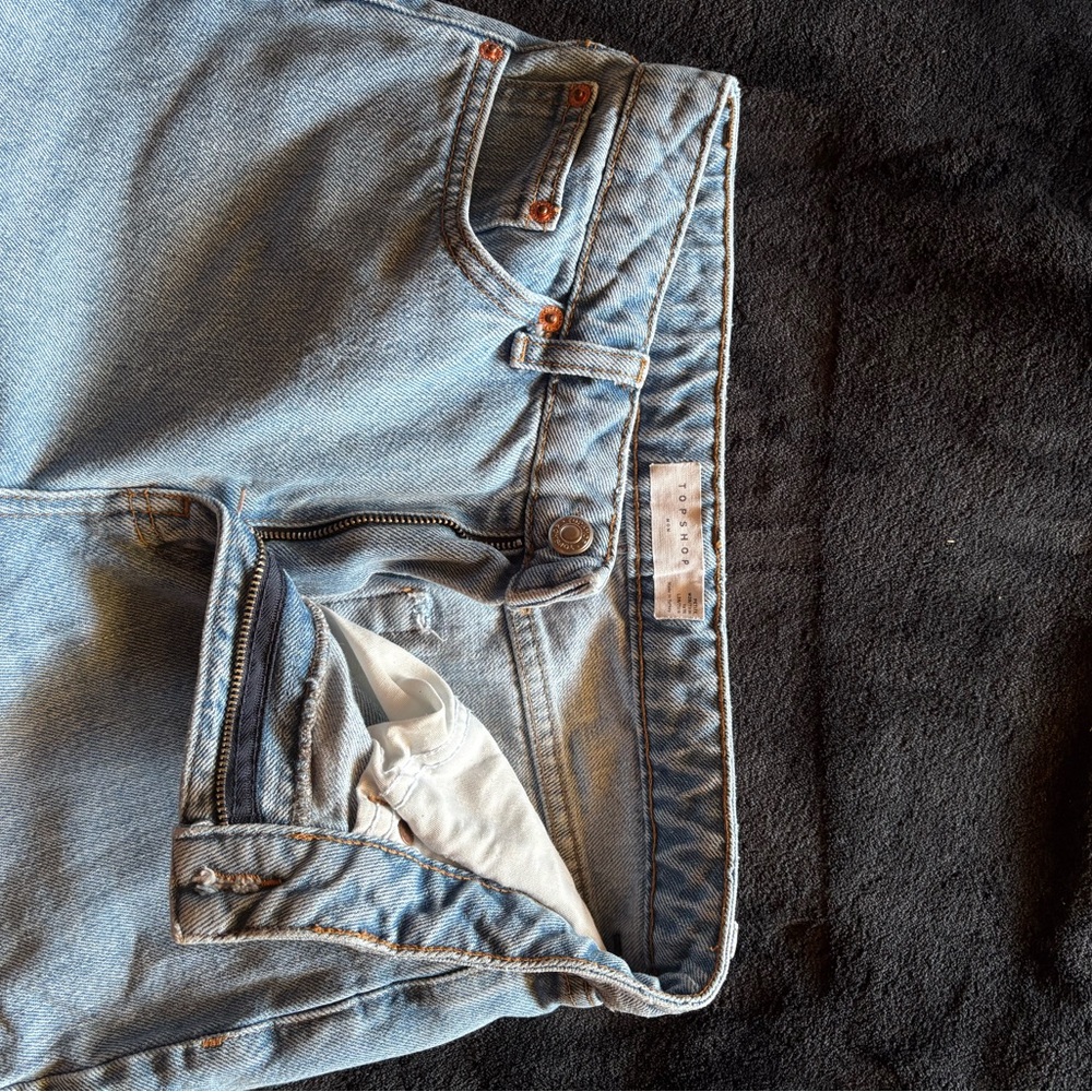 Topshop PETITE Blue Denim Jeans with Classic Texture and Stitching